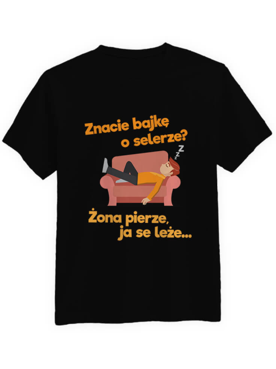 Koszulka Męska Bajka o selerze Czarna - HiPanda.pl