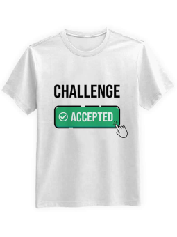 Koszulka Męska Challenge Accepted Biała - HiPanda.pl