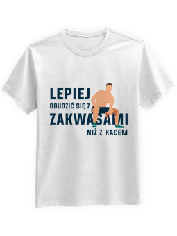 Koszulka Męska Lepiej Obudzić Się z Zakwasami Biała - HiPanda.pl