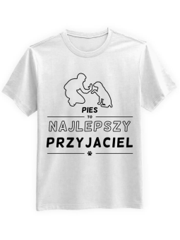 Koszulka Koszulka Męska Pies To Najlepszy Przyjaciel Biała - Śmieszne T-Shirty z Nadrukami ?