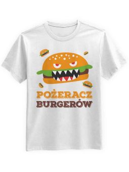 Koszulka Koszulka Męska Pożeracz Burgerów Biała - Śmieszne T-Shirty z Nadrukami ?