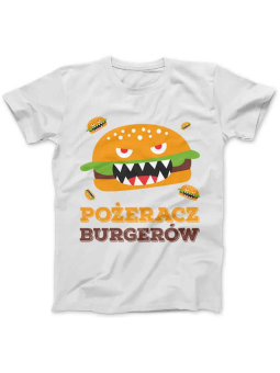 Koszulka Koszulka Damska Pożeracz Burgerów Biała - Śmieszne T-Shirty z Nadrukami ?