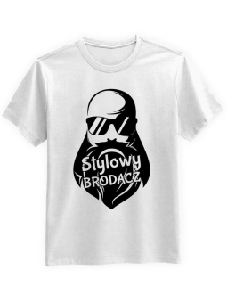 Koszulka Koszulka Męska Stylowy Brodacz Biała - Śmieszne T-Shirty z Nadrukami ?