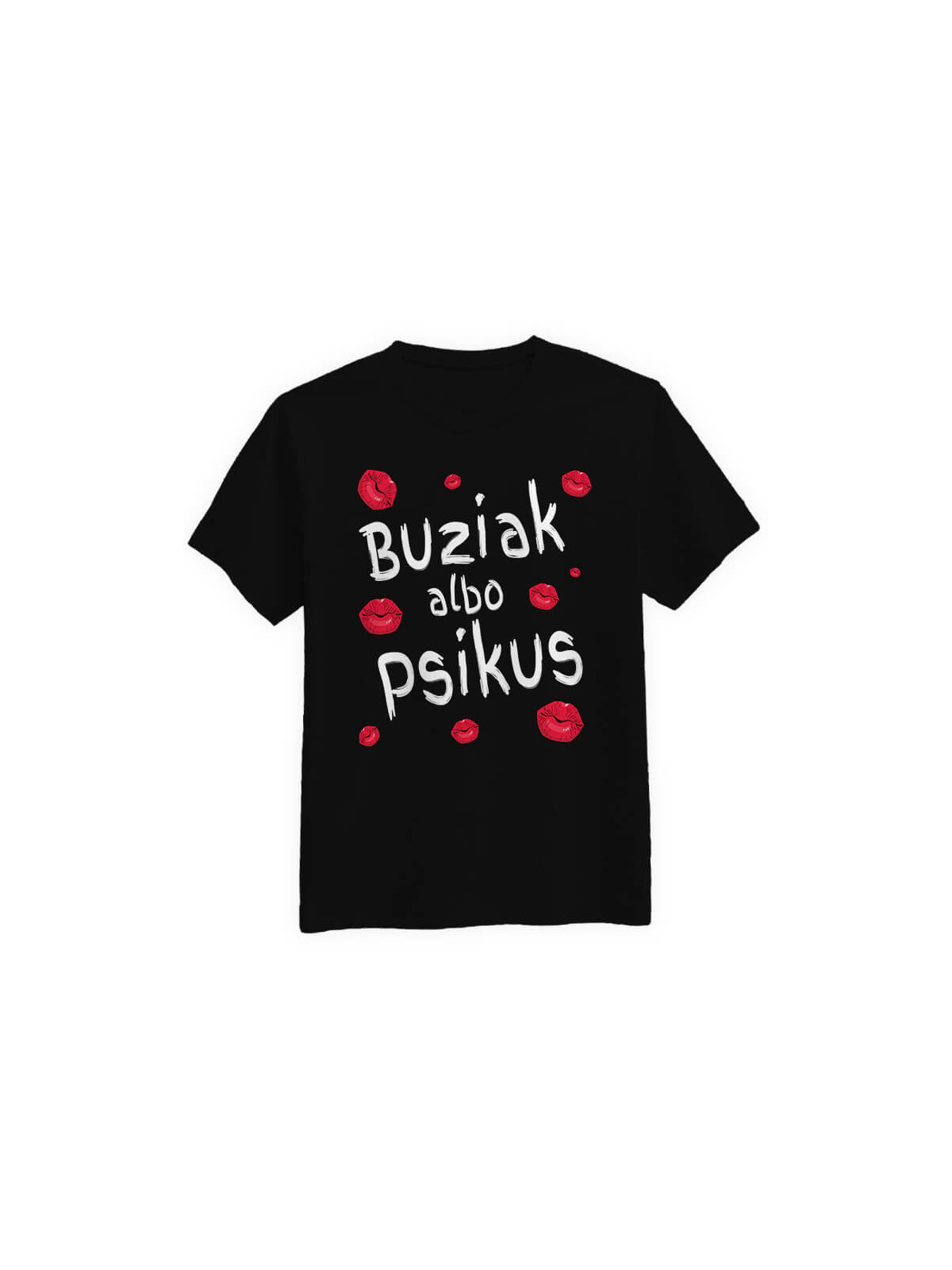 Koszulka Koszulka Męska Buziak Albo Psikus Czarna - Śmieszne T-Shirty z Nadrukami ?