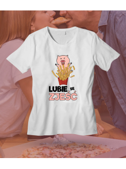 Koszulka Koszulka Męska Lubie se Zjeść Biała - Śmieszne T-Shirty z Nadrukami ?