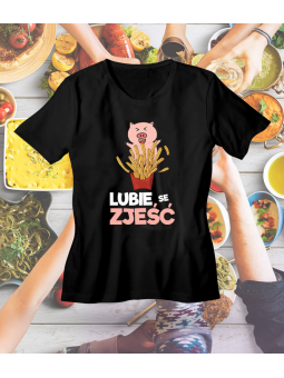 Koszulka Koszulka Męska Lubie se Zjeść Czarna - Śmieszne T-Shirty z Nadrukami ?