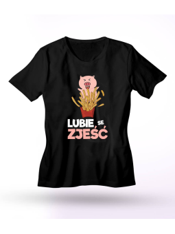 Koszulka Koszulka Męska Lubie se Zjeść Czarna - Śmieszne T-Shirty z Nadrukami ?