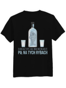 Koszulka Koszulka Męska Mógłbyś Pić Jak Inni Wędkarze Czarna - Śmieszne T-Shirty z Nadrukami ?
