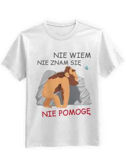 Koszulka Koszulka Męska Nie Wiem, Nie Znam Się, Nie Pomogę Biała - Śmieszne T-Shirty z Nadrukami ?
