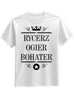 Koszulka Koszulka Męska Rycerz Ogier i Bohater Biała - Śmieszne T-Shirty z Nadrukami ?