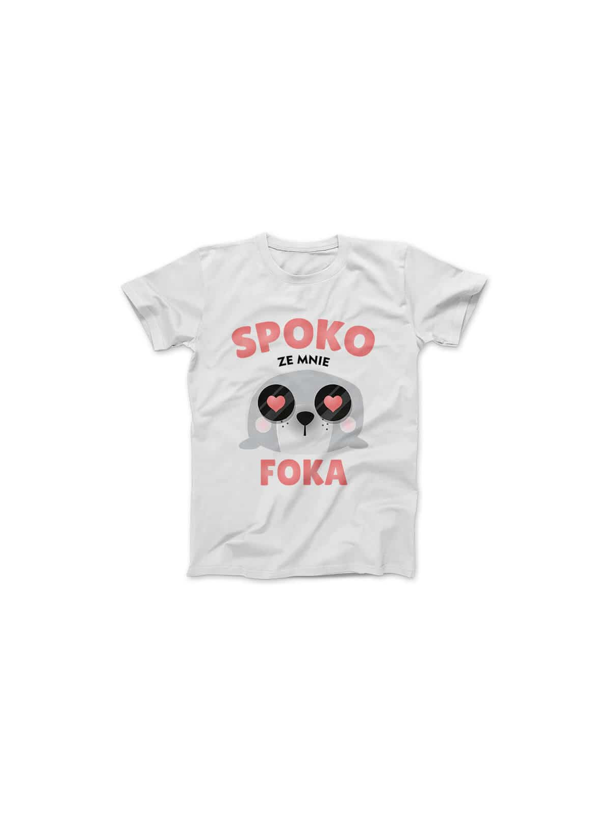 Koszulka Koszulka Damska Spoko ze Mnie Foka Biała - Śmieszne T-Shirty z Nadrukami ?