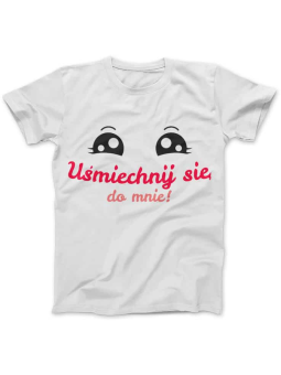 Koszulka Koszulka Damska Uśmiechnij Się Do Mnie Biała - Śmieszne T-Shirty z Nadrukami ?