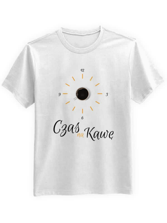 Koszulka Koszulka Męska Czas na Kawę Biała - Śmieszne T-Shirty z Nadrukami ?