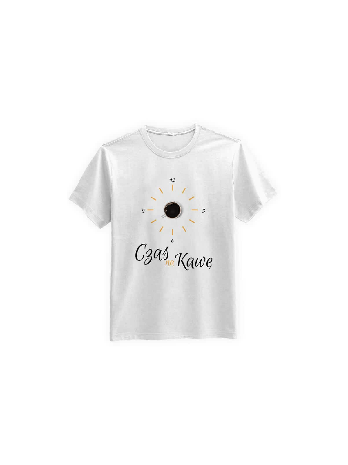 Koszulka Koszulka Męska Czas na Kawę Biała - Śmieszne T-Shirty z Nadrukami ?