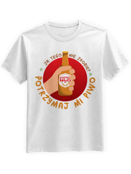 Koszulka Koszulka Męska Potrzymaj Mi Piwo Biała - Śmieszne T-Shirty z Nadrukami ?