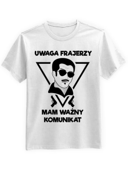Koszulka Koszulka Męska Uwaga Frajerzy Biała - Śmieszne T-Shirty z Nadrukami ?