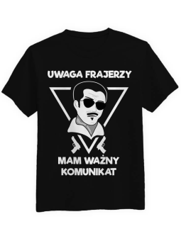 Koszulka Koszulka Męska Uwaga Frajerzy Czarna - Śmieszne T-Shirty z Nadrukami ?