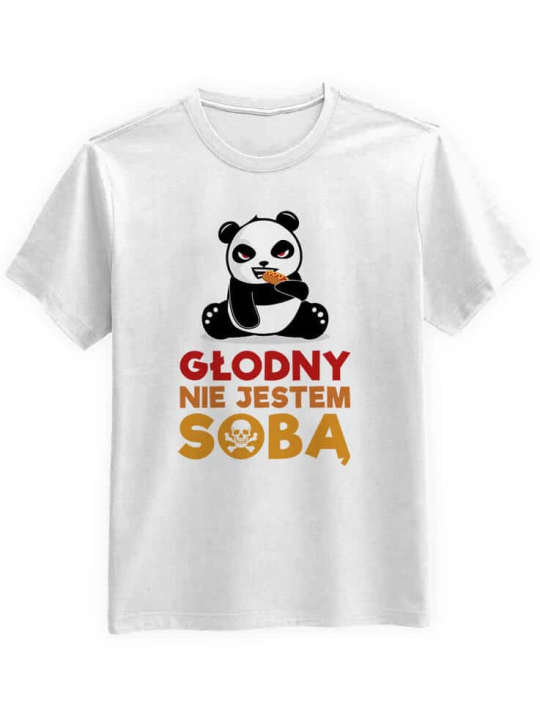 Koszulka Koszulka Męska Głodny Nie Jestem Sobą Biała - Śmieszne T-Shirty z Nadrukami ?
