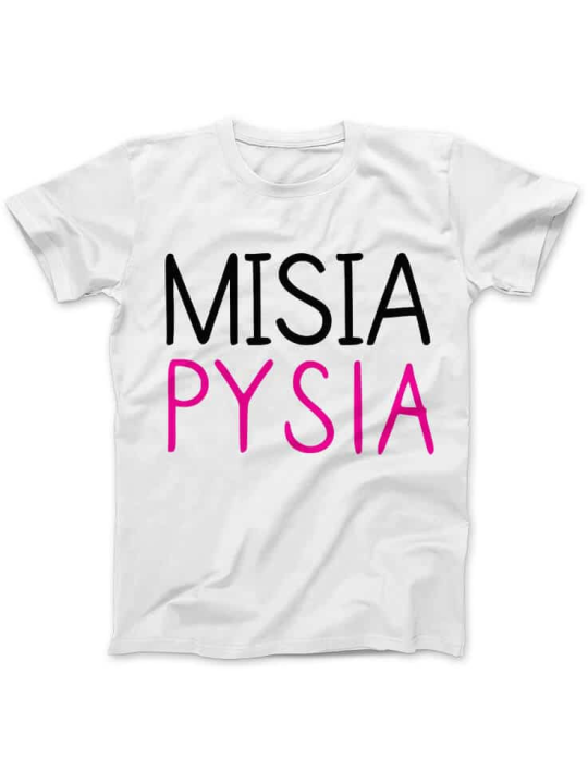 Koszulka Koszulka Damska Misia Pysia Biała - Śmieszne T-Shirty z Nadrukami ?