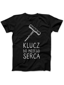 Koszulka Koszulka Damska Klucz do mojego serca Czarna - Śmieszne T-Shirty z Nadrukami ?