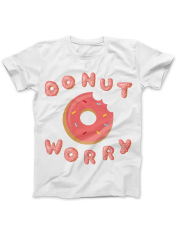 Koszulka Koszulka Damska Donut Worry Biała - Śmieszne T-Shirty z Nadrukami ?