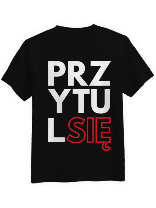 Koszulka Koszulka Męska Przytul się Czarna - Śmieszne T-Shirty z Nadrukami ?