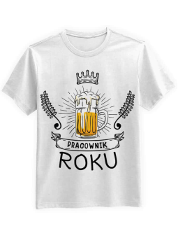 Koszulka Koszulka Męska Pracownik Roku Biała - Śmieszne T-Shirty z Nadrukami ?