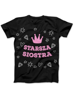 Koszulka Koszulka Damska Starsza Siostra Czarna - Śmieszne T-Shirty z Nadrukami ?