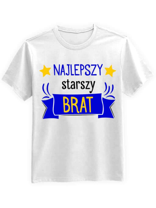 Koszulka Koszulka Męska Najlepszy starszy brat Biała - Śmieszne T-Shirty z Nadrukami ?