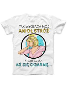 Koszulka Koszulka Damska Tak wygląda mój anioł Biała - Śmieszne T-Shirty z Nadrukami ?