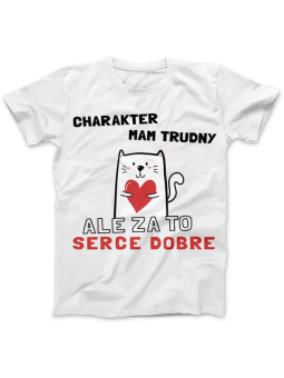 Koszulka Koszulka Damska Charakter mam trudny Biała - Śmieszne T-Shirty z Nadrukami ?