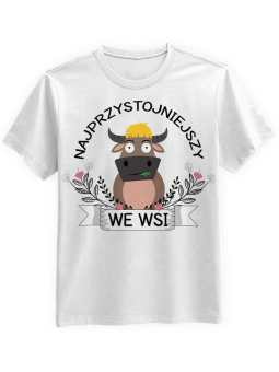 Koszulka Koszulka Męska Najprzystojniejszy we wsi Biała - Śmieszne T-Shirty z Nadrukami ?
