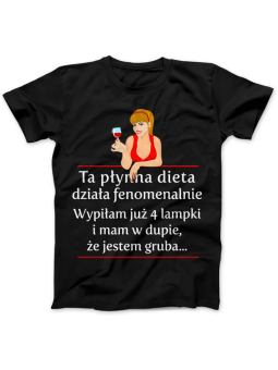 Koszulka Koszulka Damska Dieta płynna Czarna - Śmieszne T-Shirty z Nadrukami ?
