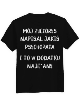 Koszulka Koszulka Męska Mój Życiorys Czarna - Śmieszne T-Shirty z Nadrukami ?