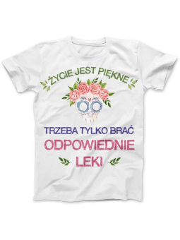 Koszulka Koszulka Damska Życie Jest Piękne Biała - Śmieszne T-Shirty z Nadrukami ?