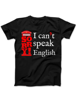 Koszulka Koszulka Damska I can't Speak English Czarna - Śmieszne T-Shirty z Nadrukami ?