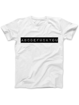 Koszulka Koszulka Damska abcdefuckyou Biała - Śmieszne T-Shirty z Nadrukami ?