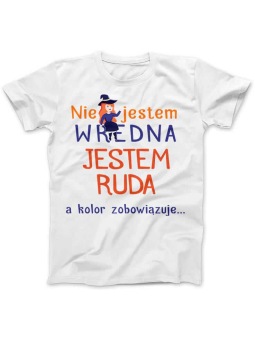 Koszulka Koszulka Damska Ruda, nie wredna Biała - Śmieszne T-Shirty z Nadrukami ?
