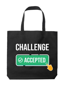 Torba Challenge Accepted Czarna - HiPanda! Śmieszne prezenty z Nadrukami ?