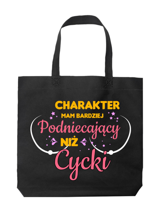 Torba Charakter mam podniecający Czarna - HiPanda! Śmieszne prezenty z Nadrukami ?