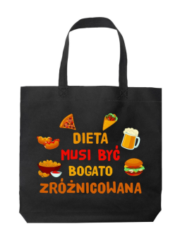 Torba Dieta musi być Bogato Zróżnicowana Czarna - HiPanda! Śmieszne prezenty z Nadrukami ?