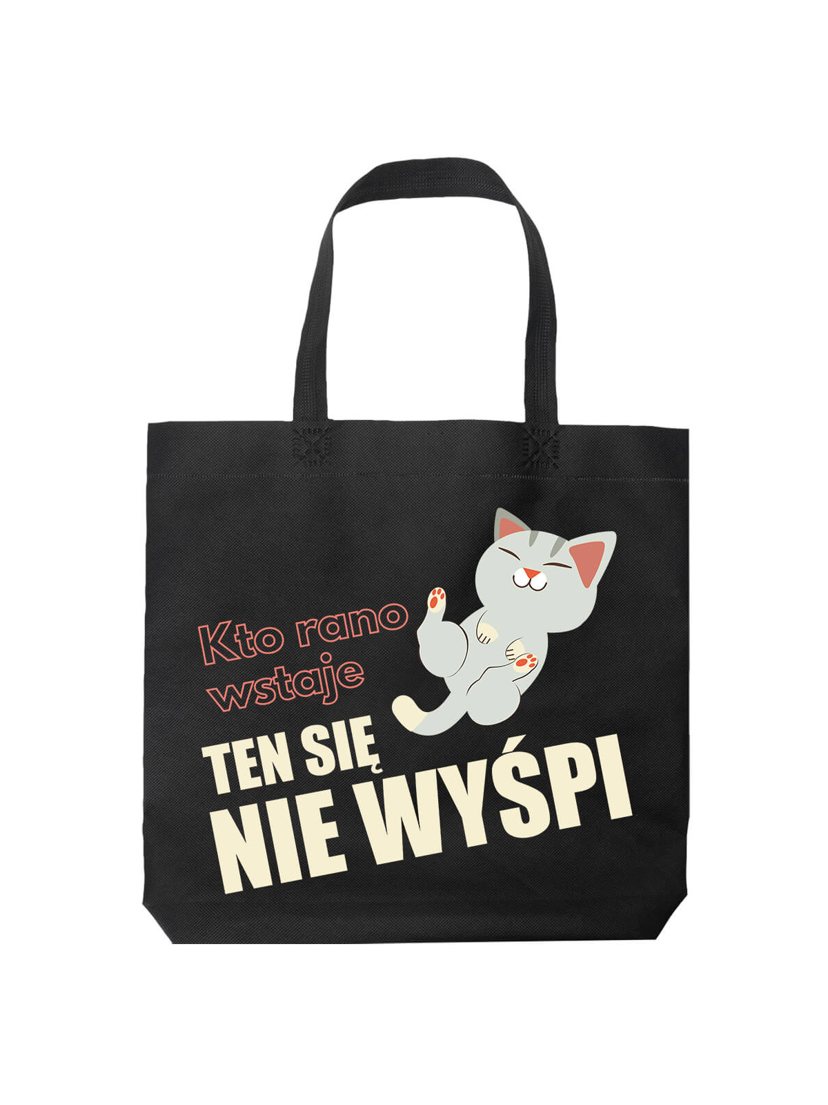 Torba Kto Rano Wstaje Ten Się Nie Wyśpi Czarna - HiPanda! Śmieszne prezenty z Nadrukami ?