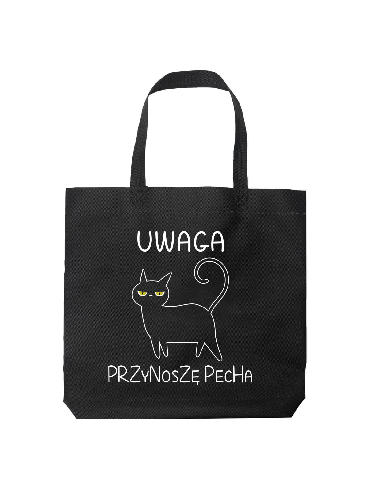 Torba Uwaga! Przynoszę Pecha Czarna - HiPanda! Śmieszne prezenty z Nadrukami ?