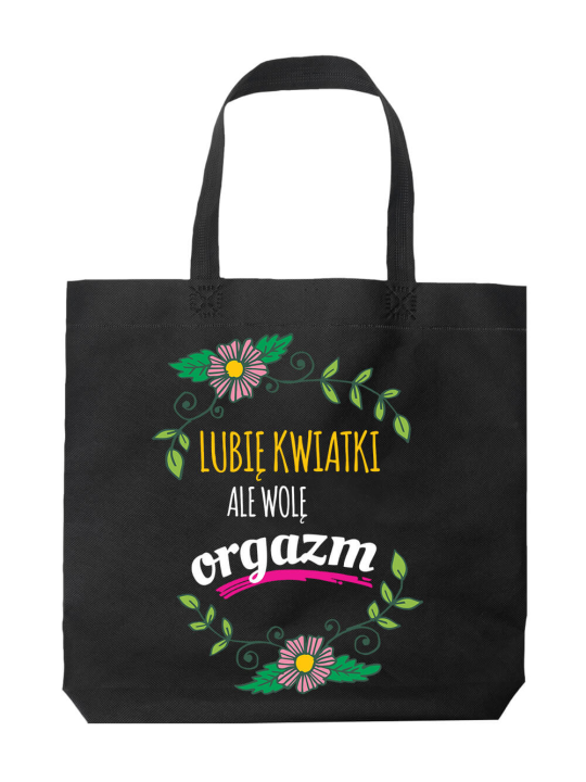 Torba Lubię kwiatki Czarna - HiPanda! Śmieszne prezenty z Nadrukami ?