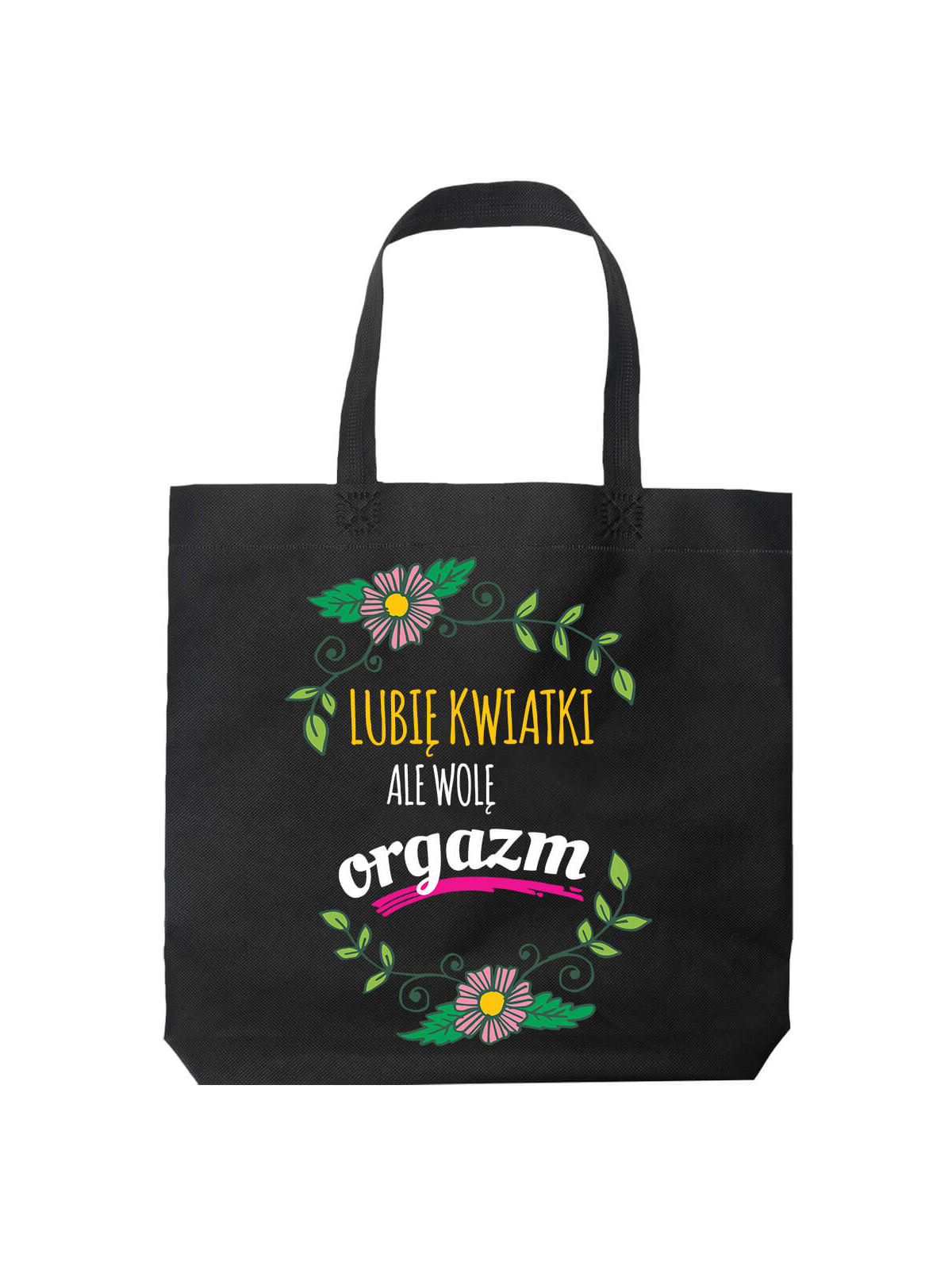 Torba Lubię kwiatki Czarna - HiPanda! Śmieszne prezenty z Nadrukami ?