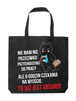 Torba Osiem godzin w pracy Czarna - HiPanda! Śmieszne prezenty z Nadrukami ?