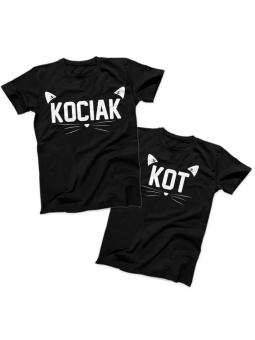 Zestaw koszulek Kociak i Kot Czarna - HiPanda.pl