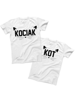 Zestaw koszulek Kociak i Kot Biała - HiPanda.pl