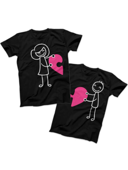 Zestaw koszulek Puzzle dla Zakochanych Czarna - HiPanda.pl