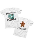 Zestaw koszulek Kocham Ciastka Biała - HiPanda.pl